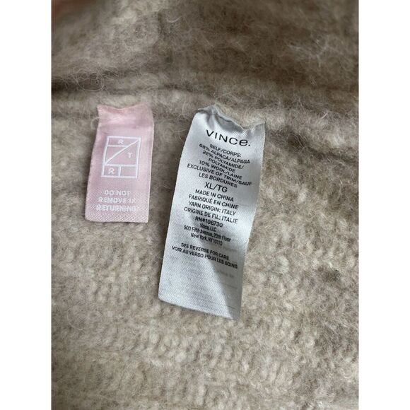 Vince Alpaca Cropped Rib Cardigan Sweater in Heather Oatmeal Women’s Size XL - Picture 9 of 11